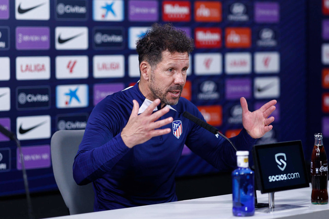 Simeone, durante la rueda de prensa de este viernes. EFE/Rodrigo Jiménez