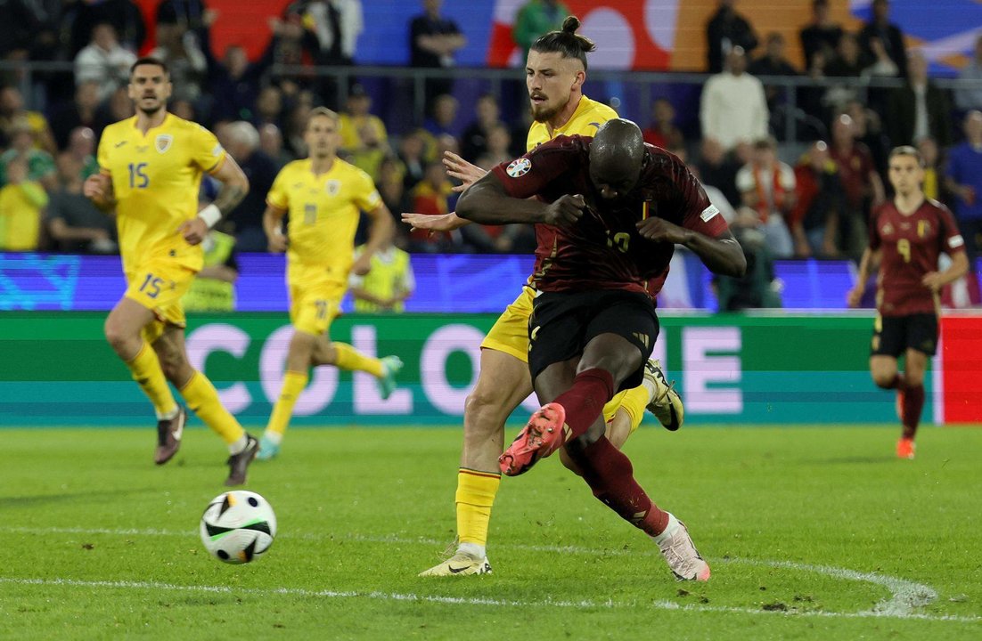 El delantero belga Romelu Lukaku en el partido ante Rumanía juugado en Colonia, Alemania. EFE/EPA/RONALD WITTEK